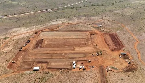 Finished camp pads with services ready for buildings at a Fortescue site